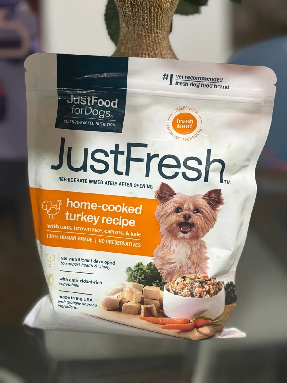 fresh JustFresh Home-Cooked Turkey Recipe Dog Food - White & Orange